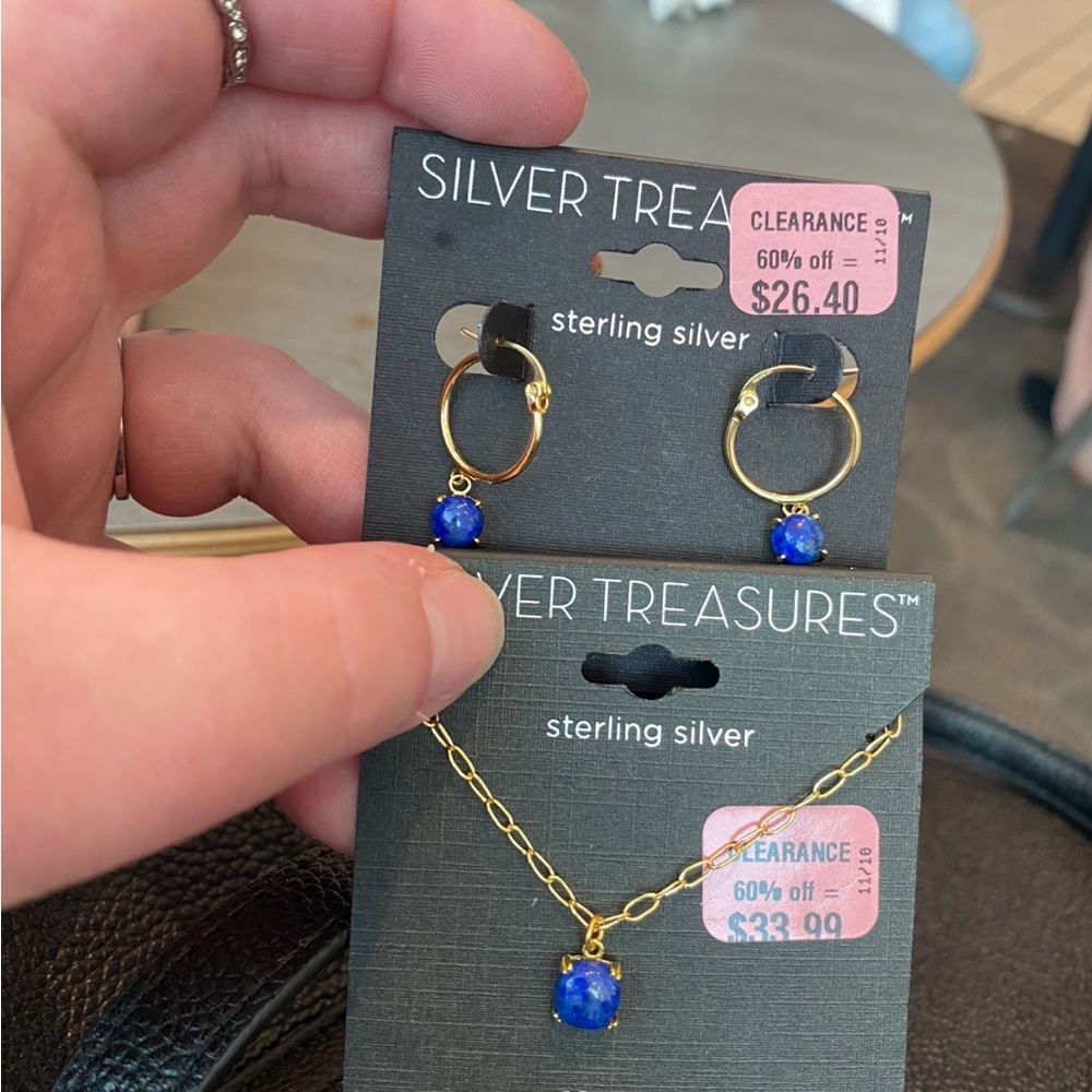 JCPenney Silver Treasures Gold and Blue Earrings
